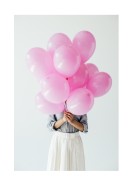 Woman Holding Pink Balloons | Luo oma juliste