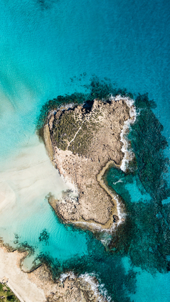 Island In Blue Ocean In Cyprus